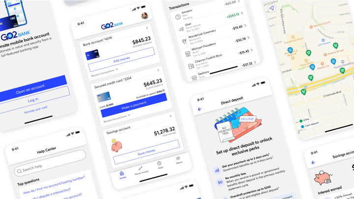 GO2bank Small App Screens